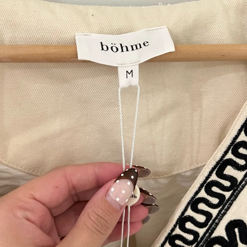 Bohme Beige Bomber Jacket with Black Embroidery - Picture 5 of 8